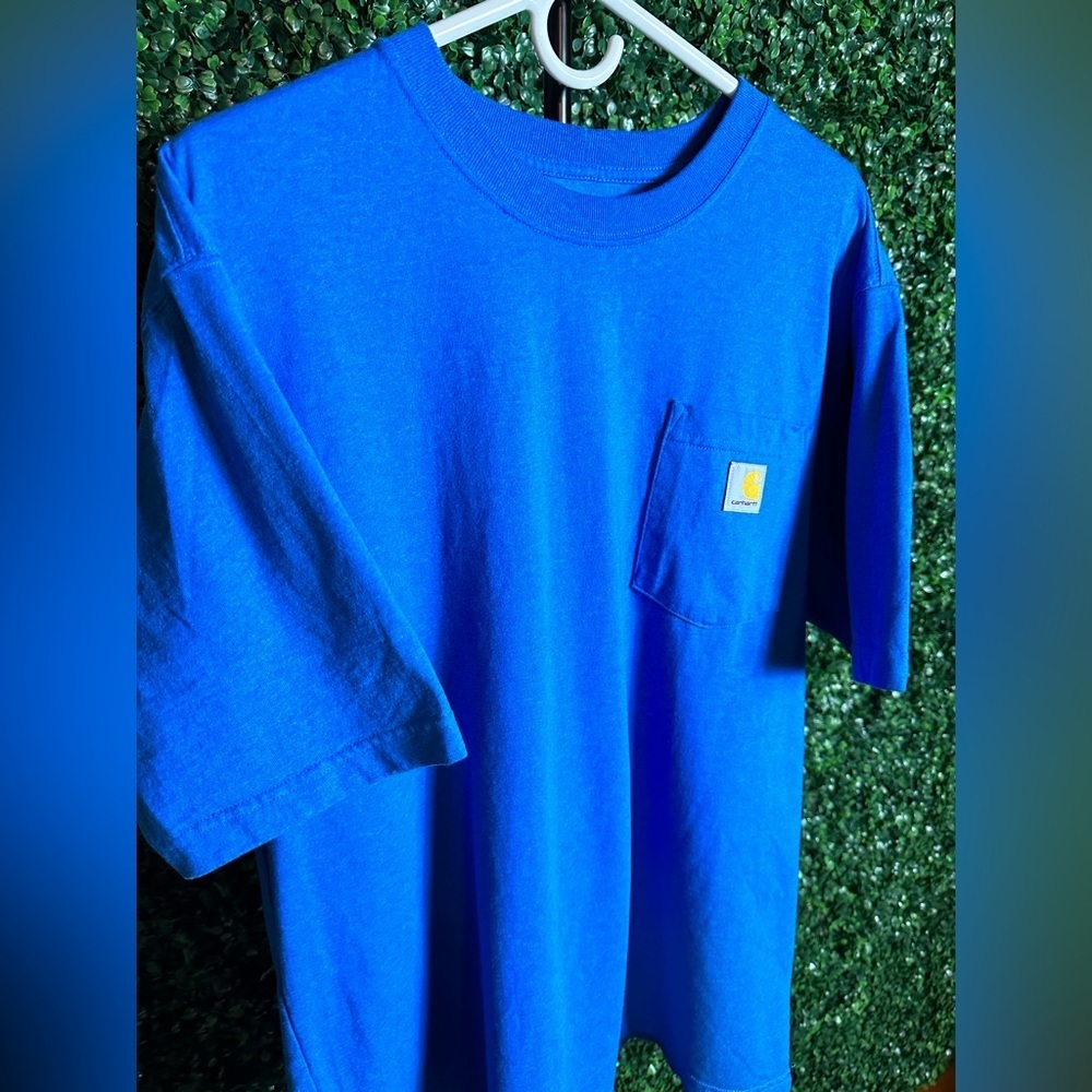 Carhartt Pocket Tee Shirt Blue Large Loose Fit - Picture 2 of 5
